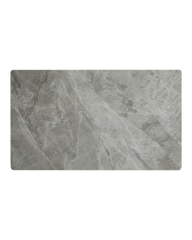 Tavolo Pacific con piano in ceramica effetto marmo grigio lucido e gambe nere