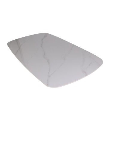 Tavolo Style fisso con piano in ceramica effetto marmo bianco lucido con gambe nere