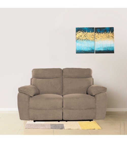 Divano recliner Boston 2 posti elettrico in tessuto giulia 9703 cappuccino