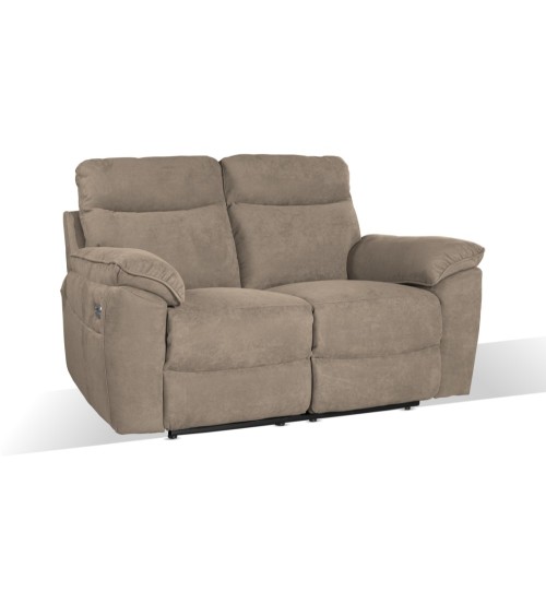 Divano recliner Boston 2 posti elettrico in tessuto giulia 9703 cappuccino