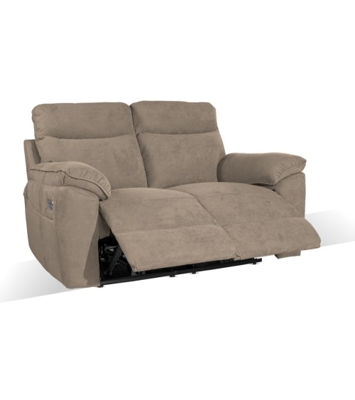 Divano recliner Boston 2 posti elettrico in tessuto giulia 9703 cappuccino