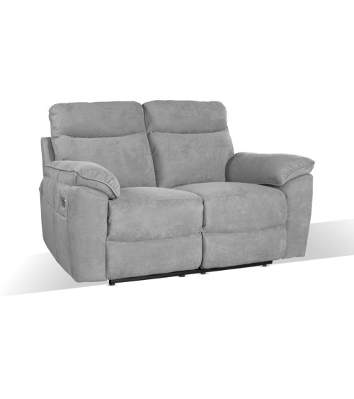 Divano recliner Boston 2 posti elettrico in tessuto giulia 9713 grigio