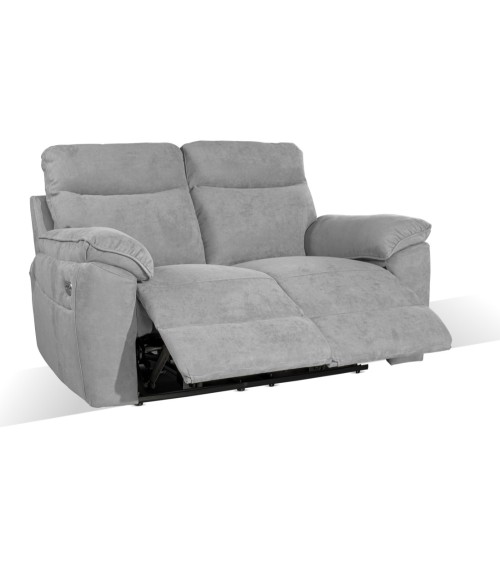 Divano recliner Boston 2 posti elettrico in tessuto giulia 9713 grigio