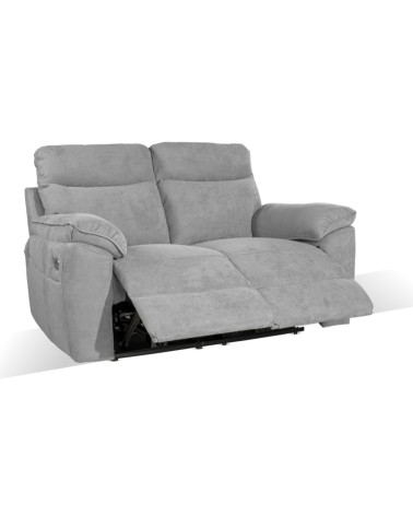 Divano recliner Boston 2 posti elettrico in tessuto giulia 9713 grigio
