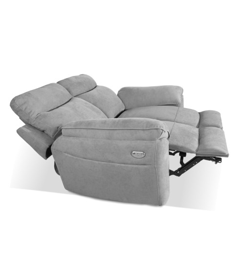 Divano recliner Boston 2 posti elettrico in tessuto giulia 9713 grigio
