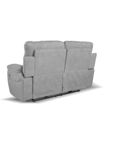 Divano recliner Boston 2 posti elettrico in tessuto giulia 9713 grigio