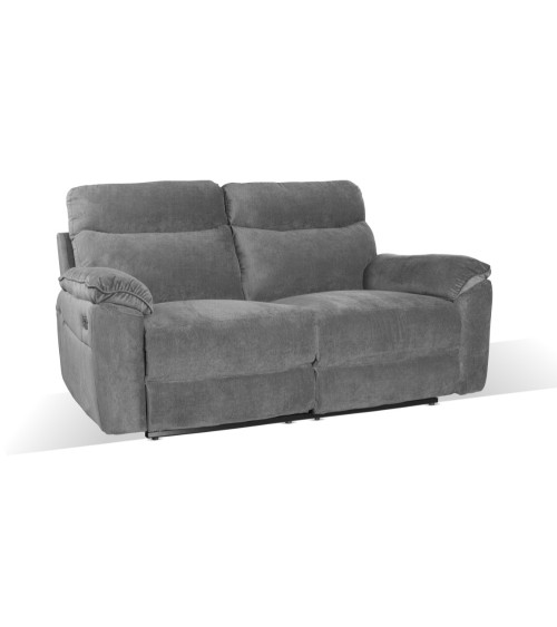 Divano recliner Boston 3 posti elettrico in tessuto giulia 9713 grigio