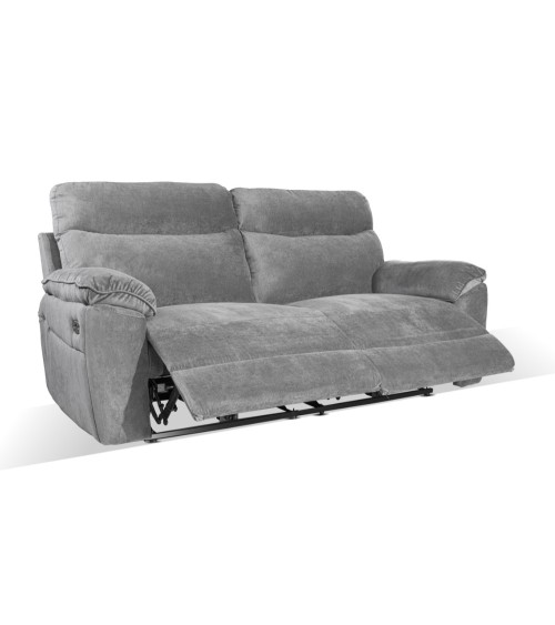 Divano recliner Boston 3 posti elettrico in tessuto giulia 9713 grigio