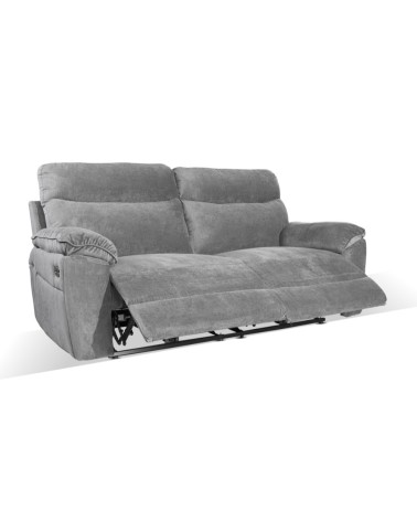 Divano recliner Boston 3 posti elettrico in tessuto giulia 9713 grigio