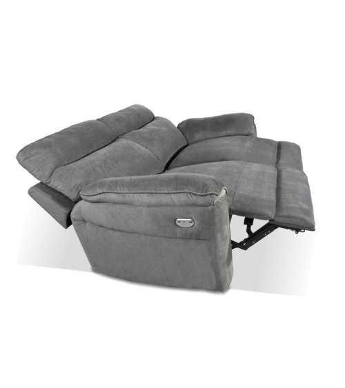 Divano recliner Boston 3 posti elettrico in tessuto giulia 9713 grigio