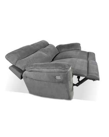 Divano recliner Boston 3 posti elettrico in tessuto giulia 9713 grigio