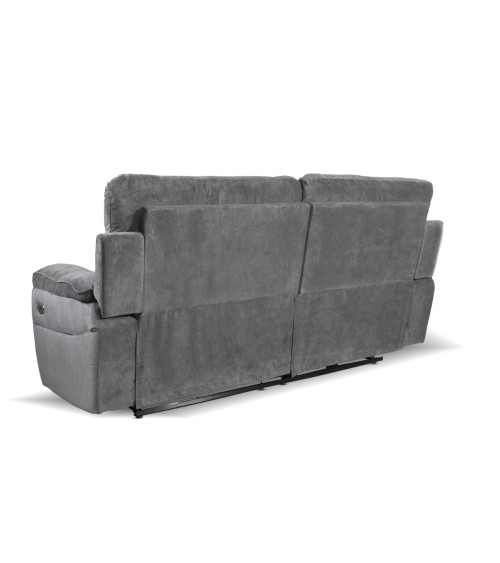 Divano recliner Boston 3 posti elettrico in tessuto giulia 9713 grigio