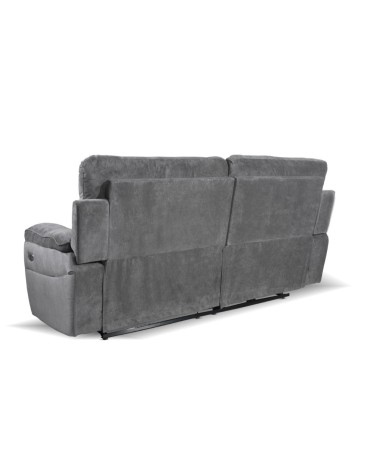Divano recliner Boston 3 posti elettrico in tessuto giulia 9713 grigio
