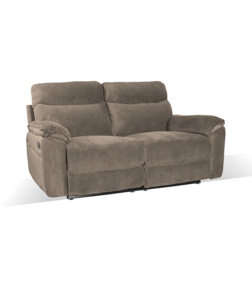 Divano recliner Boston 3 posti elettrico in tessuto giulia 9703 cappuccino