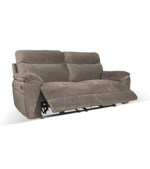 Divano recliner Boston 3 posti elettrico in tessuto giulia 9703 cappuccino