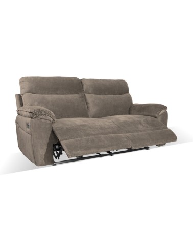 Divano recliner Boston 3 posti elettrico in tessuto giulia 9703 cappuccino