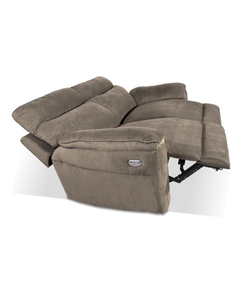 Divano recliner Boston 3 posti elettrico in tessuto giulia 9703 cappuccino