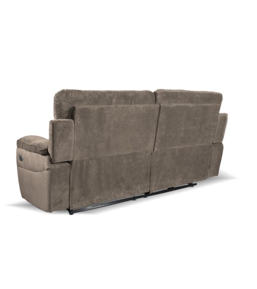 Divano recliner Boston 3 posti elettrico in tessuto giulia 9703 cappuccino