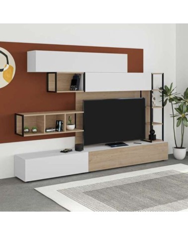 Parete attrezzata Tronador 260 cm. bianco e rovere