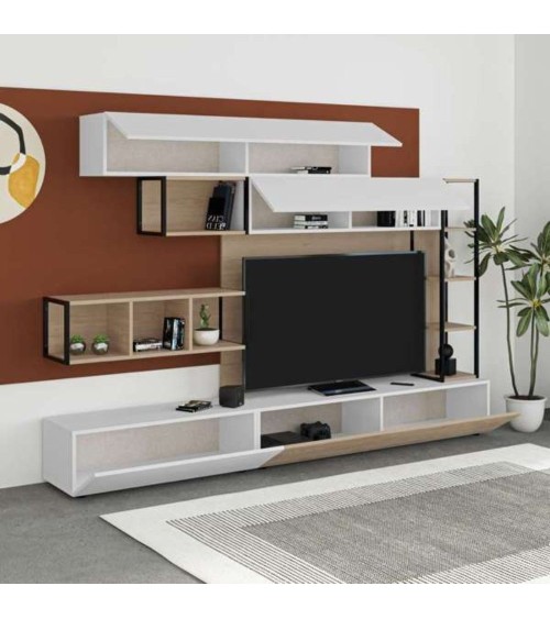 Parete attrezzata Tronador 260 cm. bianco e rovere