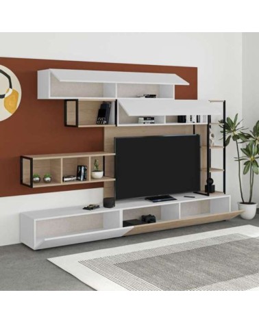 Parete attrezzata Tronador 260 cm. bianco e rovere