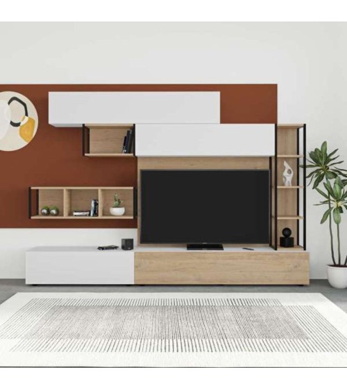 Parete attrezzata Tronador 260 cm. bianco e rovere