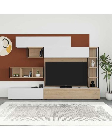 Parete attrezzata Tronador 260 cm. bianco e rovere