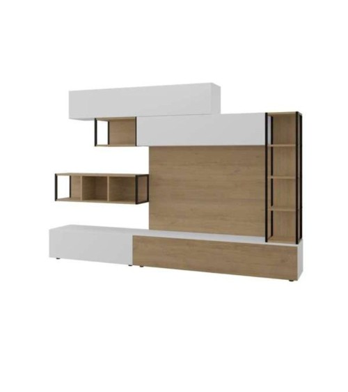 Parete attrezzata Tronador 260 cm. bianco e rovere