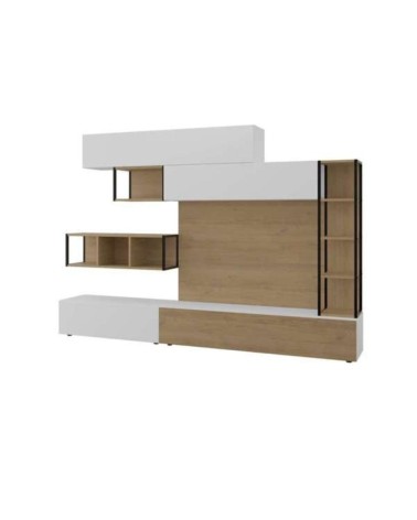 Parete attrezzata Tronador 260 cm. bianco e rovere