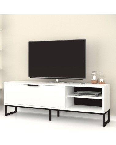 Porta tv Way bianco con dettagli ghisa