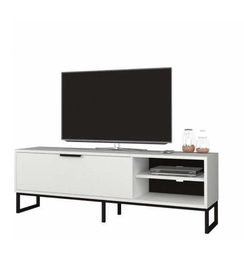 Porta tv Way bianco con dettagli ghisa