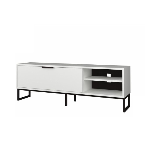 Porta tv Way bianco con dettagli ghisa