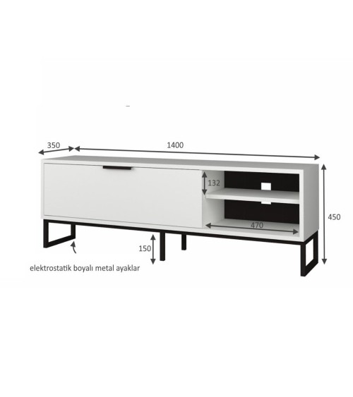 Porta tv Way bianco con dettagli ghisa