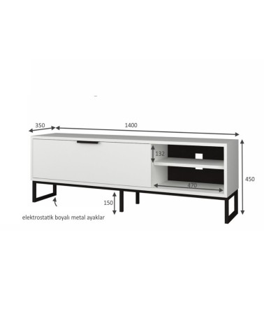 Porta tv Way bianco con dettagli ghisa