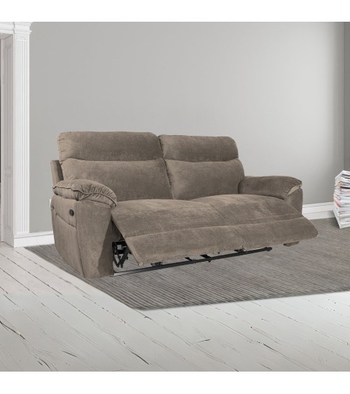 Divano recliner Boston 3 posti manuale in tessuto barrel 21 tortora