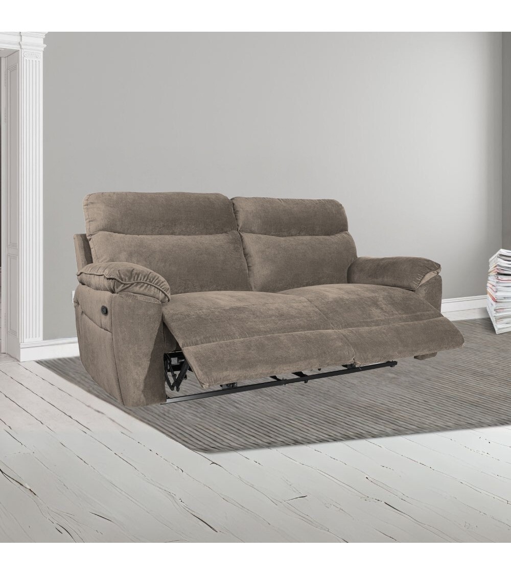 Divano recliner Boston 3 posti manuale in tessuto barrel 21 tortora