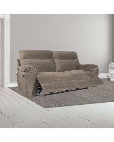 Divano recliner Boston 3 posti manuale in tessuto barrel 21 tortora