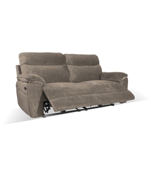 Divano recliner Boston 3 posti manuale in tessuto barrel 21 tortora