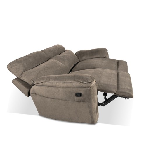 Divano recliner Boston 3 posti manuale in tessuto barrel 21 tortora