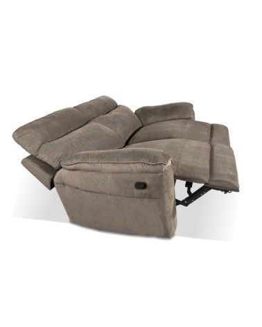 Divano recliner Boston 3 posti manuale in tessuto barrel 21 tortora