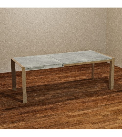 Tavolo rettangolare allungabile Golia 130x80 struttura tortora e piano cemento
