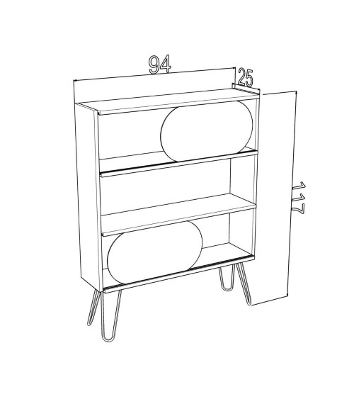 Libreria 3 ripiani Illia noce nero 94x25x117 MT190511