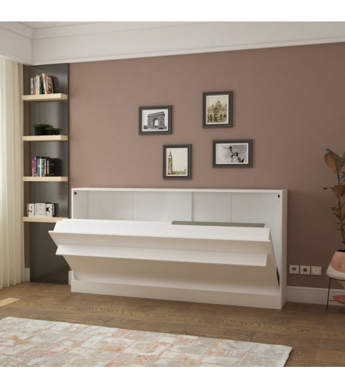 Letto singolo a scomparsa Life con apertura orizzontale bianco