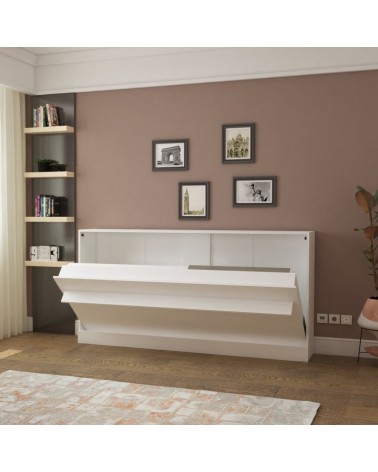 Letto singolo a scomparsa Life con apertura orizzontale bianco