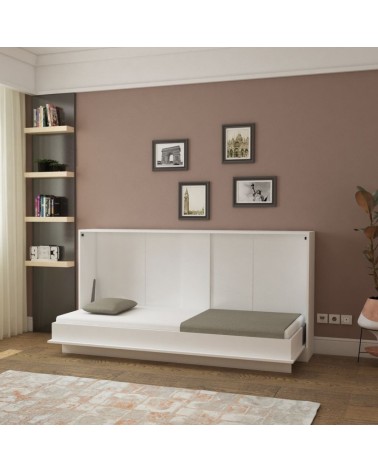 Letto singolo a scomparsa Life con apertura orizzontale bianco