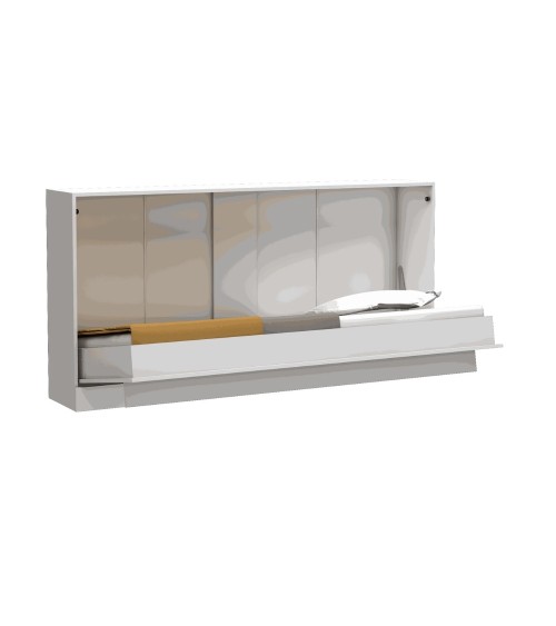 Letto singolo a scomparsa Life con apertura orizzontale bianco