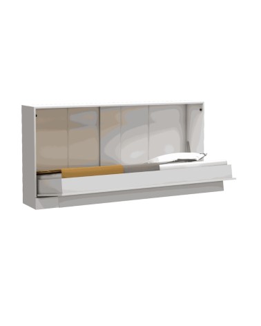 Letto singolo a scomparsa Life con apertura orizzontale bianco