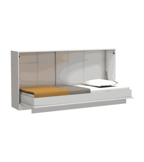 Letto singolo a scomparsa Life con apertura orizzontale bianco