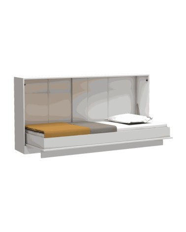 Letto singolo a scomparsa Life con apertura orizzontale bianco
