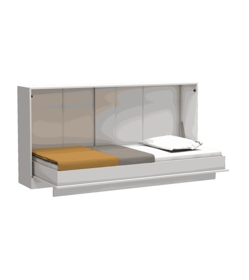 Letto singolo a scomparsa Life con apertura orizzontale bianco